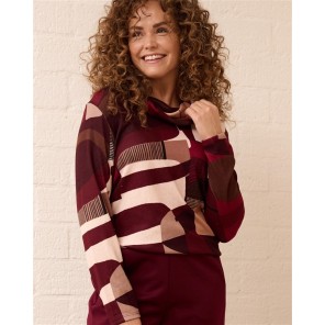FOS T-shirt 7619 Nico Aquarel hangcol Bordeaux print
